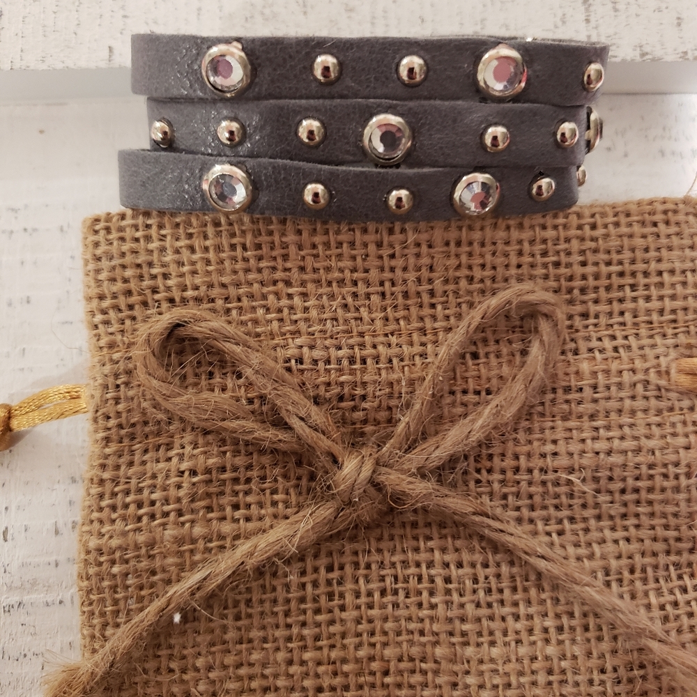 Stacked Leather Cuff Bracelet - Picture 3 of 3